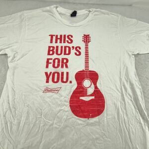 Budweiser Short Sleeve Crew Neck Graphic T Shirt Mens Size Extra Large XL White